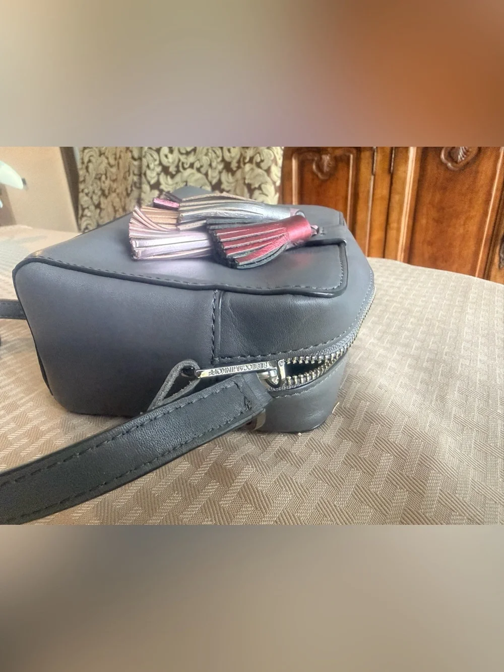 Rebecca Minkoff Gray Leather Crossbody with Tassels, Excellent Condition